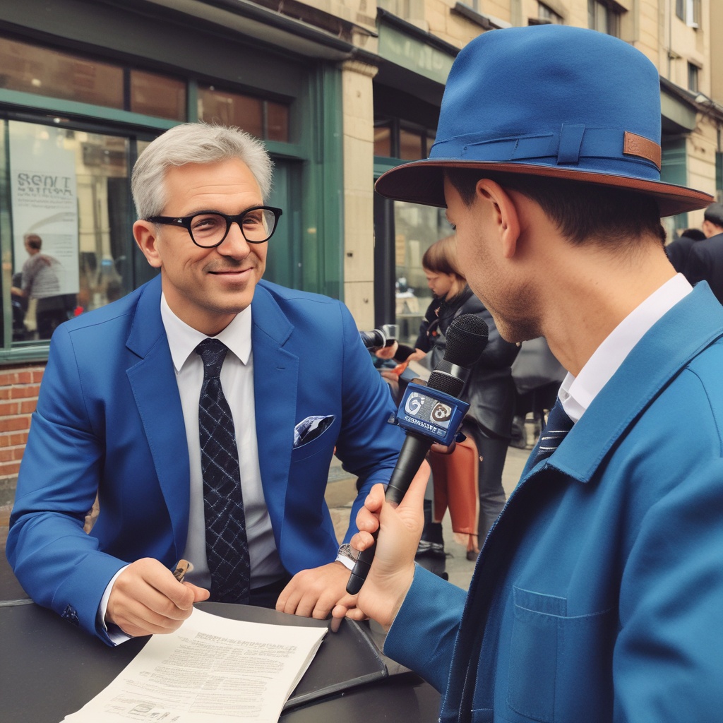 Interview 2 man in blue jacket